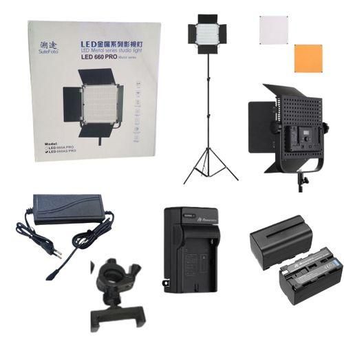 Lampe de studio LED Pro LED 660 avec sac pour trépied