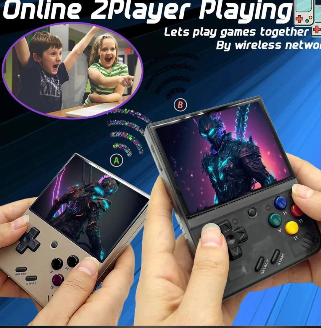 Console de Jeux,R36s Console de Jeu Portable, Carte TF 128 Go, Console de Jeu Portable rétro IPS 3,5 Pouces avec Batterie 3500 mAh (128G)