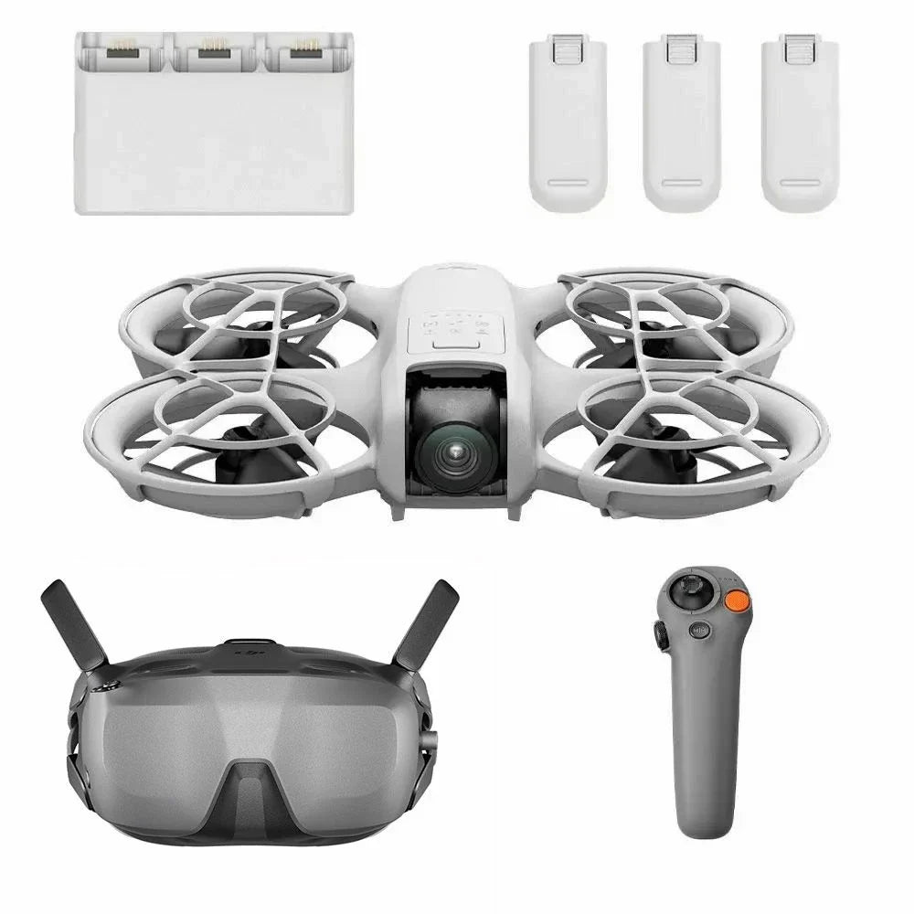 DJI Neo Motion Fly More Combo (Bundle), Mini Drone avec Caméra 4K UHD pour Adultes, Drone Suiveur qui Vole Seul de 135 g, Décollage du Creux de la Main, Suivi de Sujet, avec RC Motion 3 et 3 Batteries