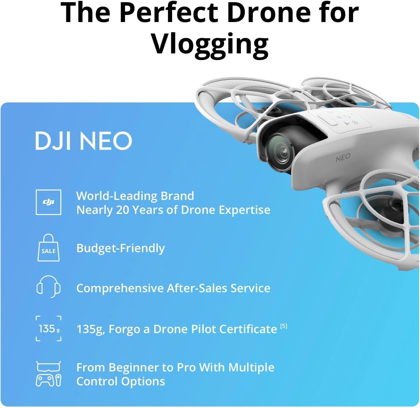 DJI Neo Motion Fly More Combo (Bundle), Mini Drone avec Caméra 4K UHD pour Adultes, Drone Suiveur qui Vole Seul de 135 g, Décollage du Creux de la Main, Suivi de Sujet, avec RC Motion 3 et 3 Batteries