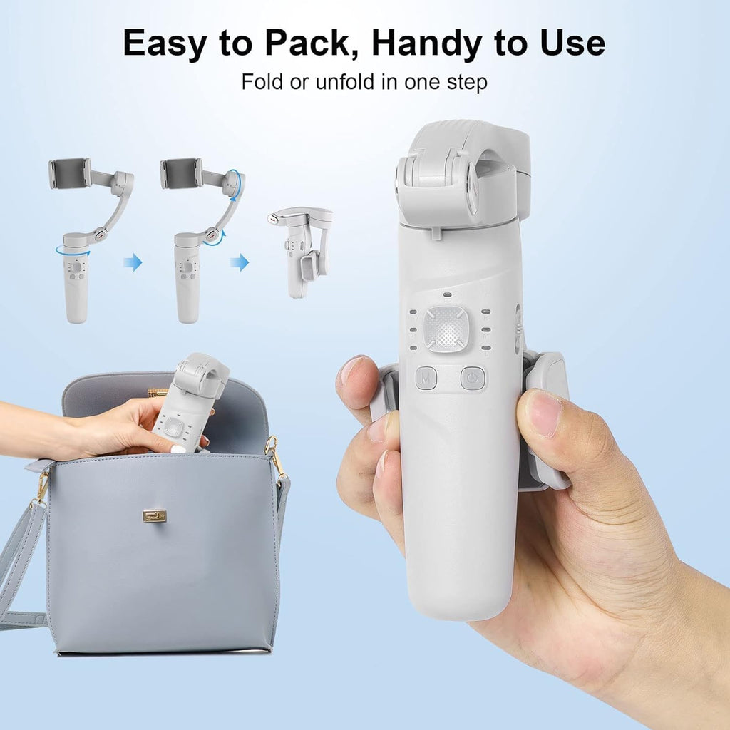 Gimbal BKN M1 3 axes Merak One Original | Gyroscope avancé | Images stables | Chargement en temps réel | Zoom manuel, accéléré, horizontal et portrait | Idéal pour le vlogging et les voyages