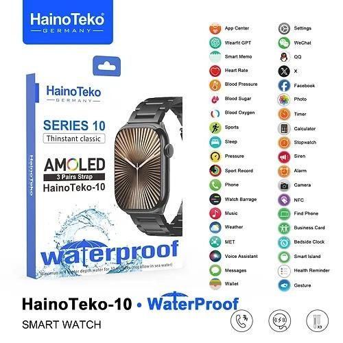 HAINOTEKO Super montre Connectée Series 10 Waterproof à Grand Ecran AMOLED et 3 Bracelets Interchangeables
