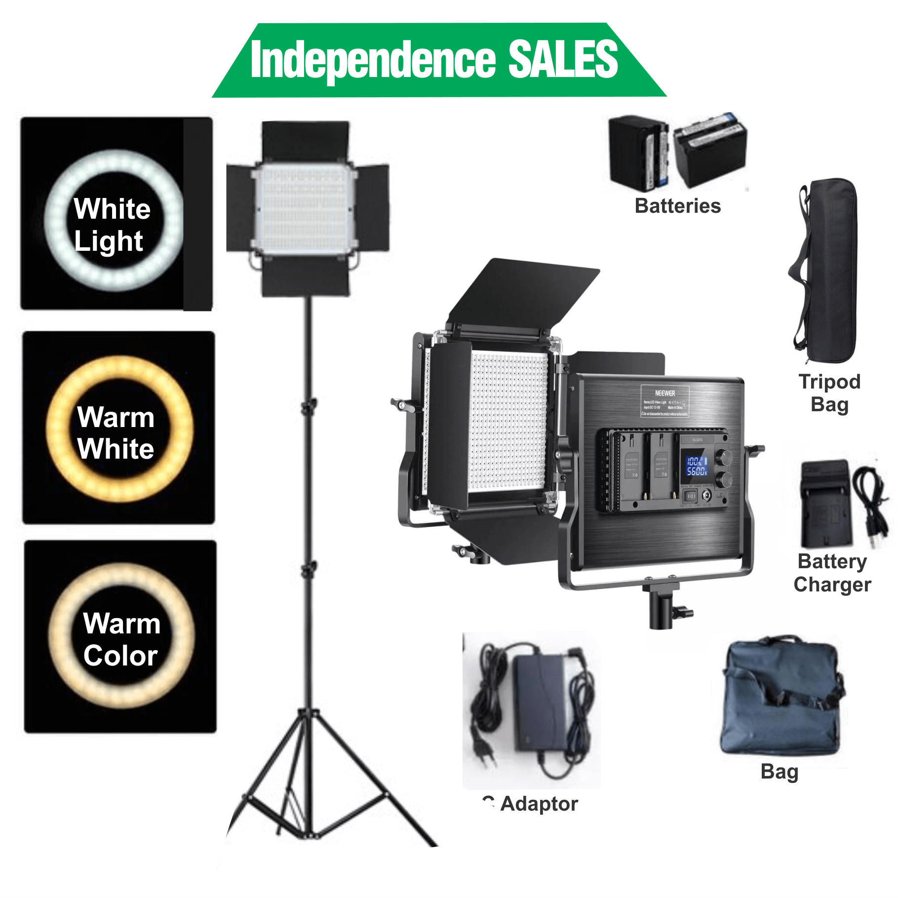 Lampe de studio LED Pro LED 660 avec sac pour trépied