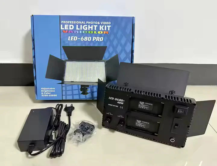 Led 680 Lampe de studio photographie LED 50 W - 2 batteries + Trépied - Large