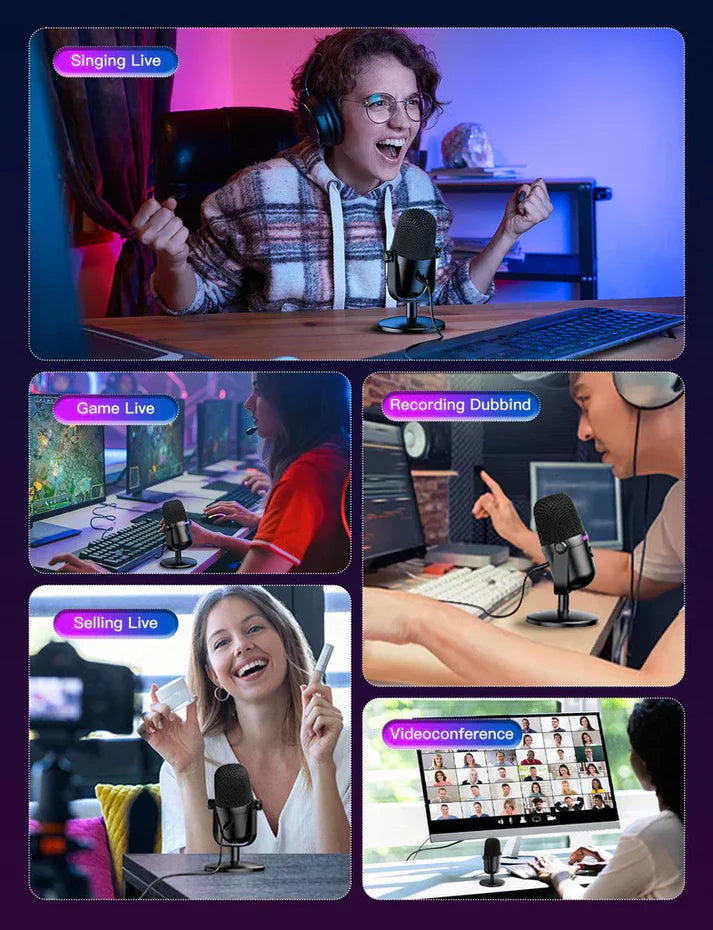 M830 - Microphone à condensateur USB pour Chanter, Discuter en Direct, Streaming