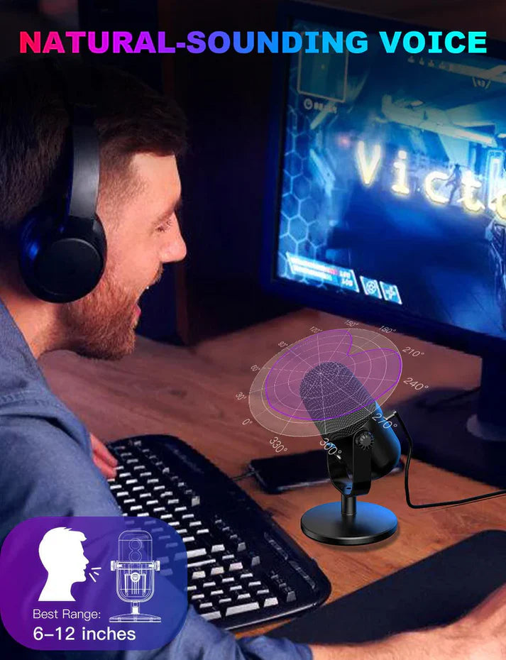 M830 - Microphone à condensateur USB pour Chanter, Discuter en Direct, Streaming