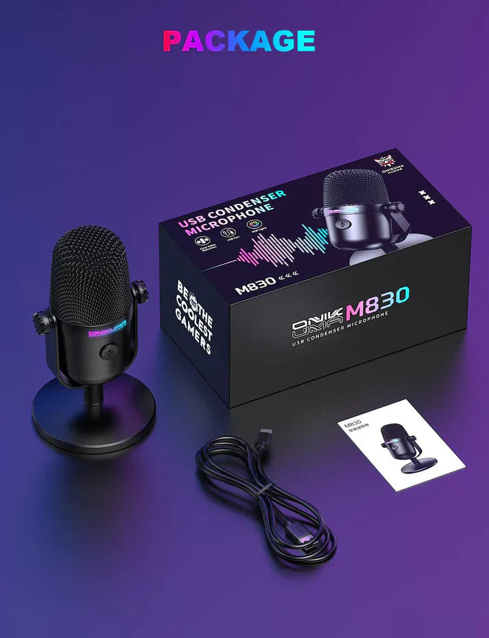 M830 - Microphone à condensateur USB pour Chanter, Discuter en Direct, Streaming