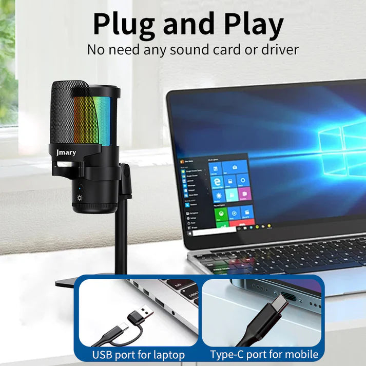 MC-PW13 - Microphone Plug & Play Pour Ordinateur, Smartphone et Tablette