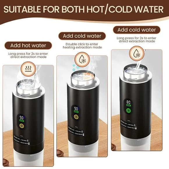 Machine à café portable - Machine à expresso électrique - Compatible avec capsules de café et poudre de café - Chauffage instantané - Mini machine à café pour le camping et les voyages - Noir