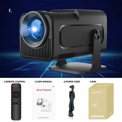 HY320 Portable Projector, 4K FHD Natvie 1080P Smart Projector