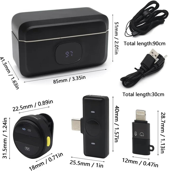 SX21 - Microphone Cravate sans Fil pour Téléphone Android & iPhone