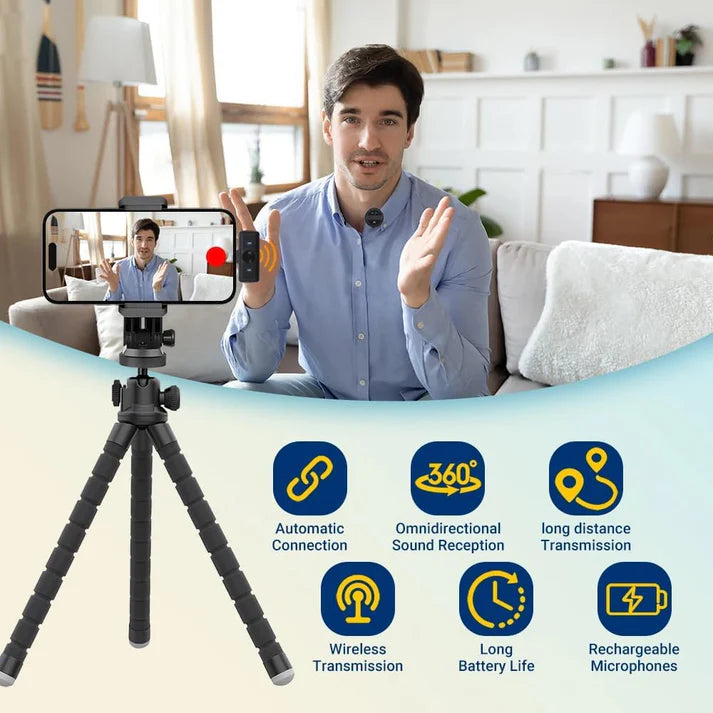 SX21 - Microphone Cravate sans Fil pour Téléphone Android & iPhone