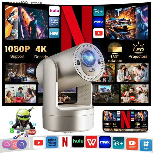 Projecteur Android Borrego Smart 7, mise au point sensible et rapide, prise en charge 4K, système d'exploitation Android, WiFi 5G, batterie 5200 mAh, plusieurs options de connectivité, notamment USB, HDMI, AV et WiFi 5G