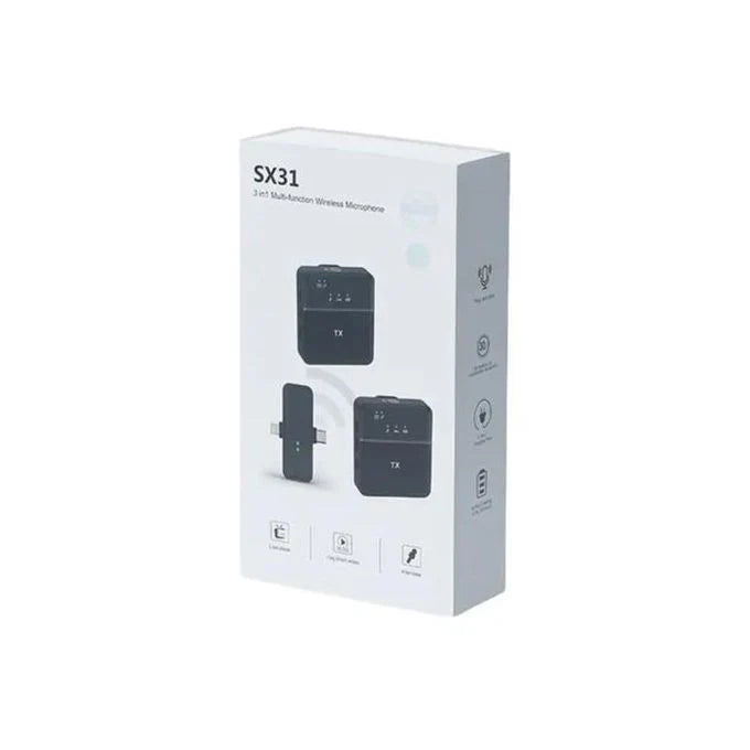 SX31 - Microphone Cravate sans fil 3 en 1 pour iPhone et Android