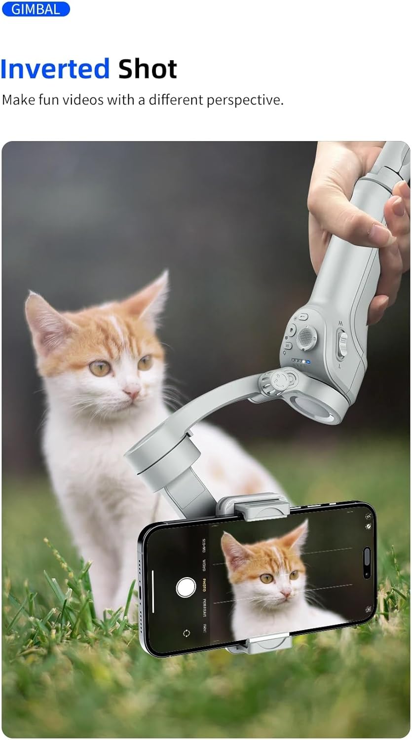 TOKQI M01 Support de téléphone à cardan 3 axes portable Stabilisateur d'enregistrement vidéo anti-tremblement pour smartphones, Vlogs, Tiktok, Yotube.