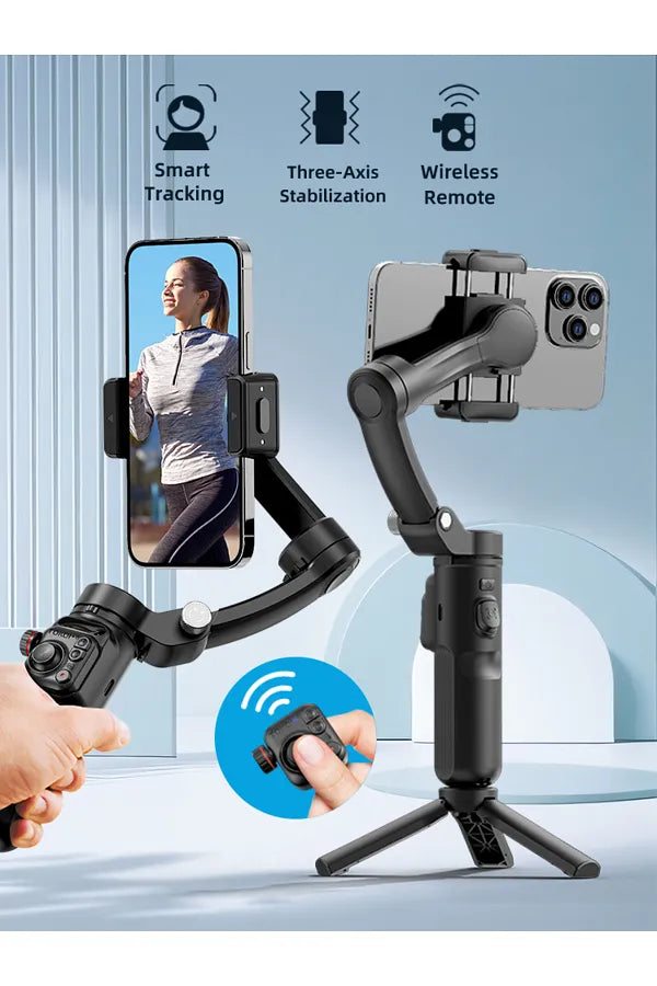 TOKQI M02 AI Stabilisateur portatif à 3 axes pour téléphone, anti-secousses avec contrôle gestuel, télécommande
