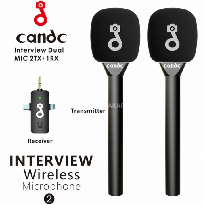 CandC Wireless Dual - Microphone double pour interview avec 2 émetteurs et 1 récepteur